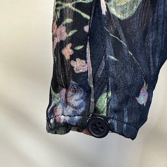 Reiss Shannon Floral Printed Mini Dress Navy Blue Ruffle Hem Size 10 - Picture 4 of 4